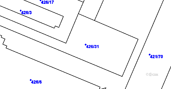 Parcela st. 426/31 v KÚ Kosice, Katastrální mapa