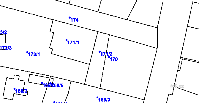 Parcela st. 171/2 v KÚ Kosice, Katastrální mapa