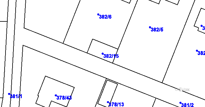 Parcela st. 382/15 v KÚ Kosice, Katastrální mapa