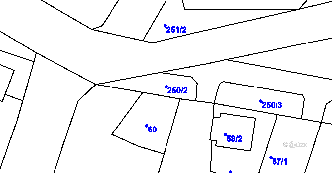 Parcela st. 250/2 v KÚ Kosice, Katastrální mapa