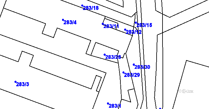 Parcela st. 283/28 v KÚ Kosice, Katastrální mapa