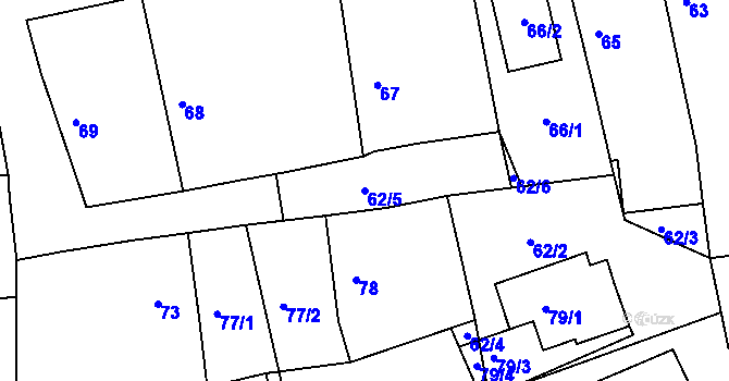 Parcela st. 62/5 v KÚ Kosičky, Katastrální mapa