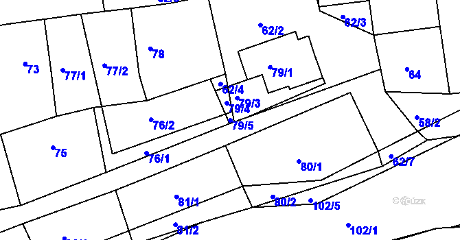 Parcela st. 79/5 v KÚ Kosičky, Katastrální mapa