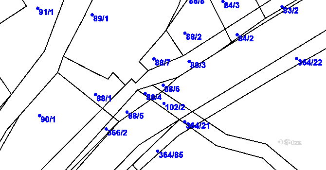 Parcela st. 88/6 v KÚ Kosičky, Katastrální mapa