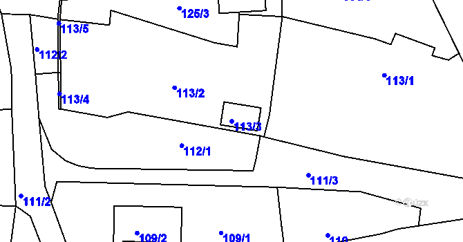 Parcela st. 113/3 v KÚ Kosičky, Katastrální mapa