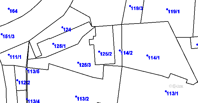 Parcela st. 125/2 v KÚ Kosičky, Katastrální mapa