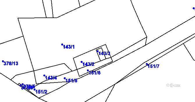 Parcela st. 143/3 v KÚ Kosičky, Katastrální mapa