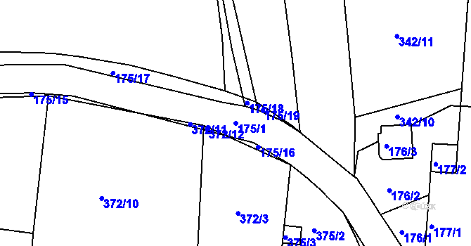 Parcela st. 175/1 v KÚ Kosičky, Katastrální mapa
