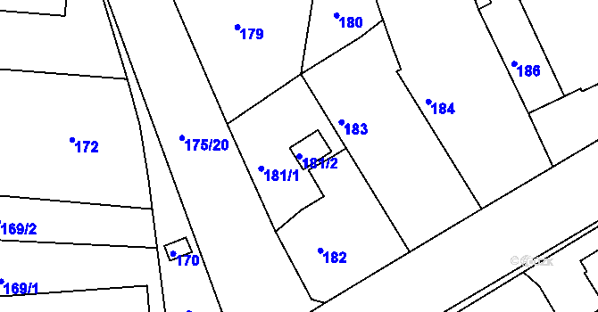 Parcela st. 181/2 v KÚ Kosičky, Katastrální mapa