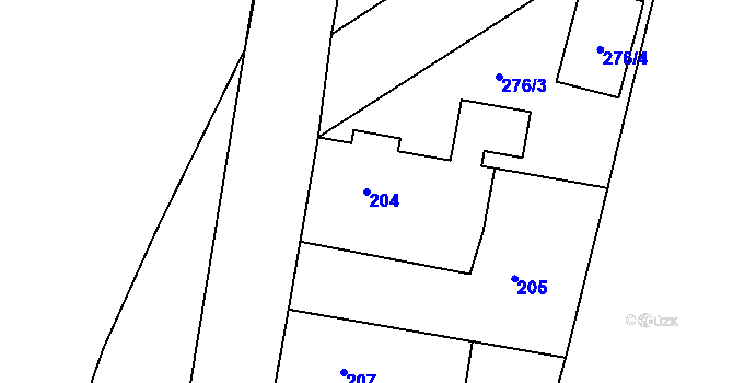 Parcela st. 204 v KÚ Kosičky, Katastrální mapa