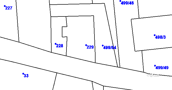 Parcela st. 229 v KÚ Kosičky, Katastrální mapa