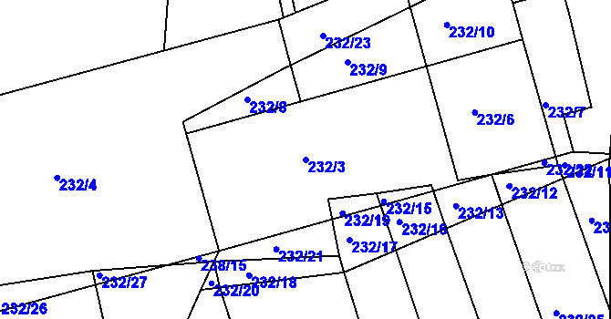 Parcela st. 232/3 v KÚ Kosičky, Katastrální mapa