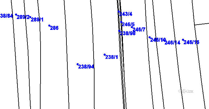 Parcela st. 238/1 v KÚ Kosičky, Katastrální mapa