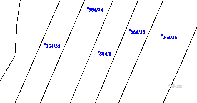 Parcela st. 364/5 v KÚ Kosičky, Katastrální mapa