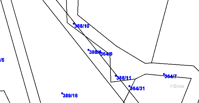 Parcela st. 364/9 v KÚ Kosičky, Katastrální mapa