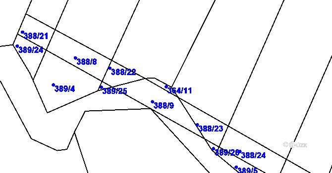 Parcela st. 364/11 v KÚ Kosičky, Katastrální mapa