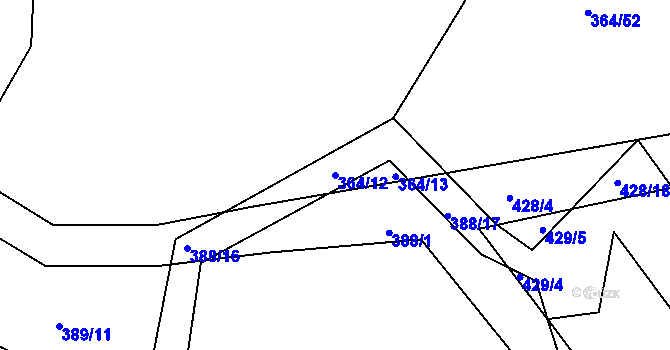 Parcela st. 364/12 v KÚ Kosičky, Katastrální mapa
