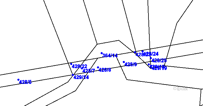 Parcela st. 364/14 v KÚ Kosičky, Katastrální mapa