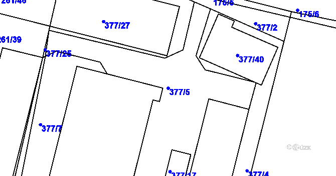 Parcela st. 377/5 v KÚ Kosičky, Katastrální mapa