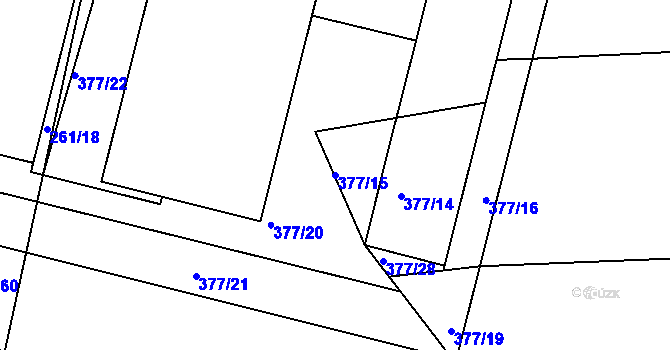 Parcela st. 377/15 v KÚ Kosičky, Katastrální mapa