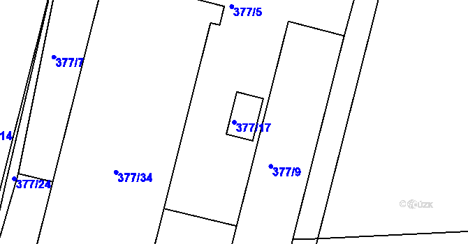 Parcela st. 377/17 v KÚ Kosičky, Katastrální mapa