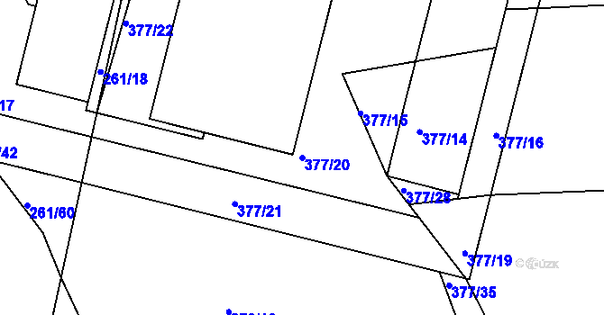 Parcela st. 377/20 v KÚ Kosičky, Katastrální mapa