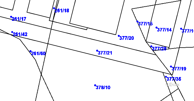 Parcela st. 377/21 v KÚ Kosičky, Katastrální mapa