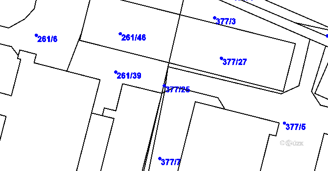 Parcela st. 377/25 v KÚ Kosičky, Katastrální mapa