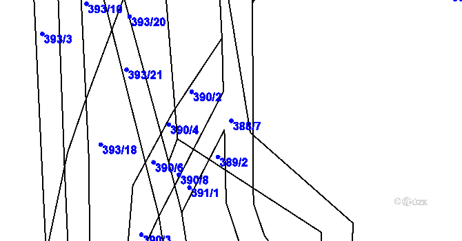Parcela st. 388/7 v KÚ Kosičky, Katastrální mapa