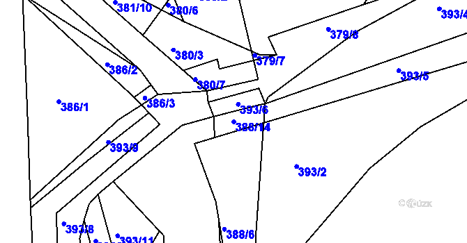 Parcela st. 388/14 v KÚ Kosičky, Katastrální mapa