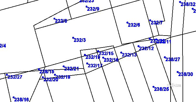 Parcela st. 232/15 v KÚ Kosičky, Katastrální mapa