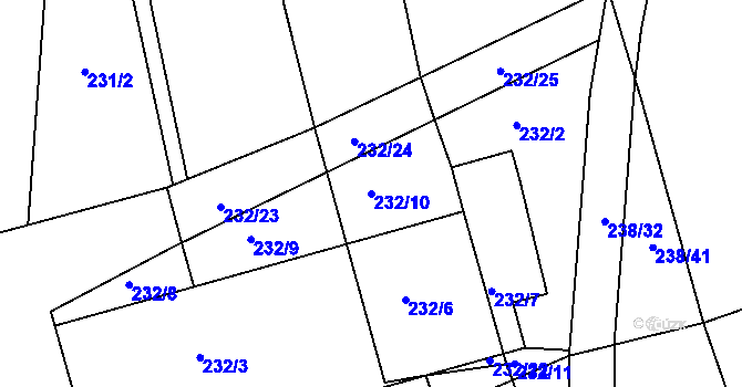 Parcela st. 232/10 v KÚ Kosičky, Katastrální mapa