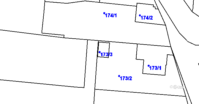 Parcela st. 173/3 v KÚ Kosičky, Katastrální mapa