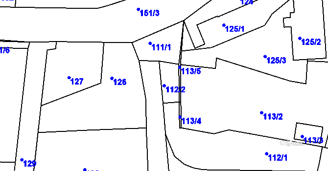 Parcela st. 112/2 v KÚ Kosičky, Katastrální mapa