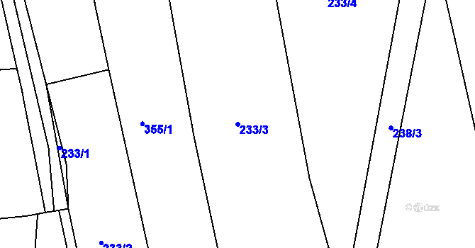 Parcela st. 233/3 v KÚ Kosičky, Katastrální mapa