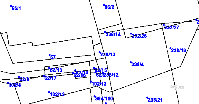 Parcela st. 238/13 v KÚ Kosičky, Katastrální mapa