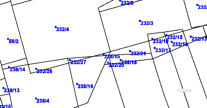 Parcela st. 238/15 v KÚ Kosičky, Katastrální mapa