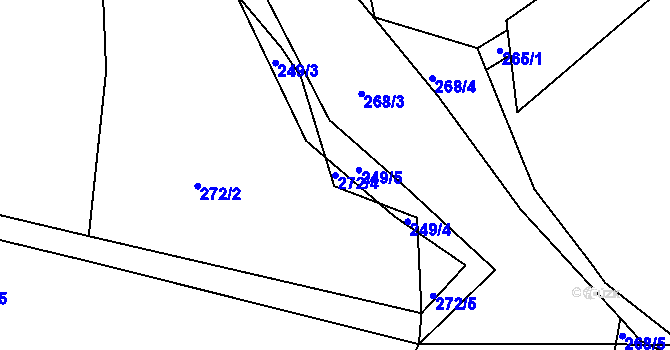 Parcela st. 272/4 v KÚ Kosičky, Katastrální mapa