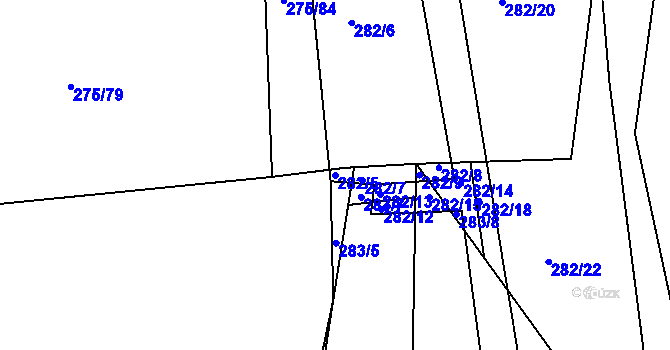 Parcela st. 282/5 v KÚ Kosičky, Katastrální mapa