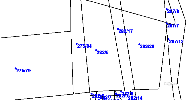 Parcela st. 282/6 v KÚ Kosičky, Katastrální mapa