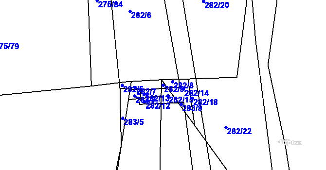 Parcela st. 282/9 v KÚ Kosičky, Katastrální mapa