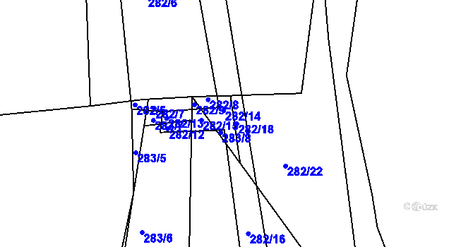 Parcela st. 282/18 v KÚ Kosičky, Katastrální mapa