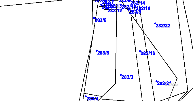 Parcela st. 283/6 v KÚ Kosičky, Katastrální mapa