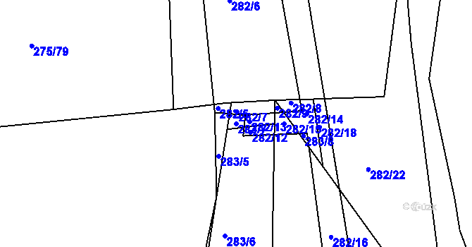 Parcela st. 283/7 v KÚ Kosičky, Katastrální mapa