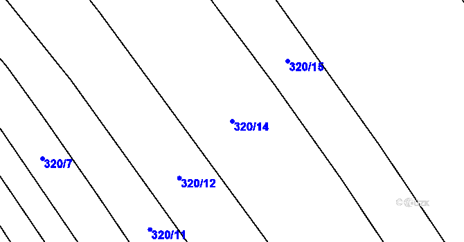 Parcela st. 320/14 v KÚ Kosičky, Katastrální mapa