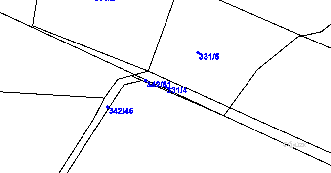 Parcela st. 331/4 v KÚ Kosičky, Katastrální mapa