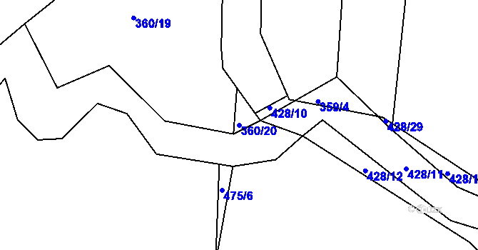 Parcela st. 360/20 v KÚ Kosičky, Katastrální mapa