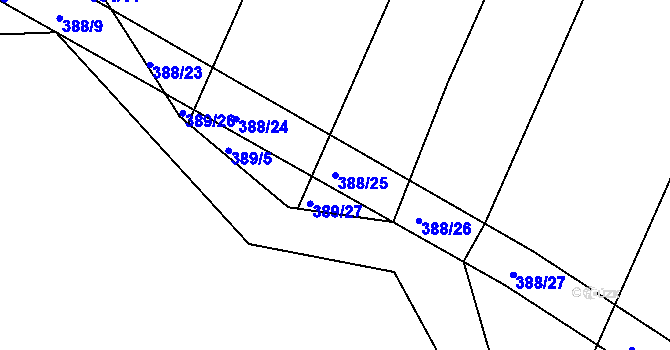 Parcela st. 388/25 v KÚ Kosičky, Katastrální mapa