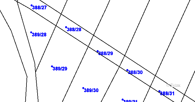 Parcela st. 388/29 v KÚ Kosičky, Katastrální mapa