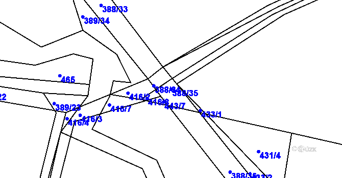 Parcela st. 388/35 v KÚ Kosičky, Katastrální mapa